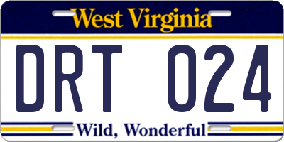 WV license plate DRT024