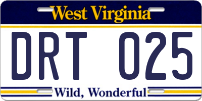 WV license plate DRT025