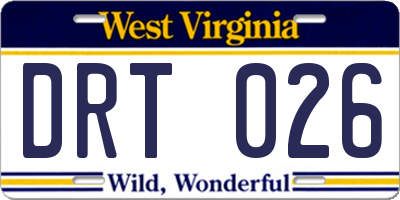 WV license plate DRT026