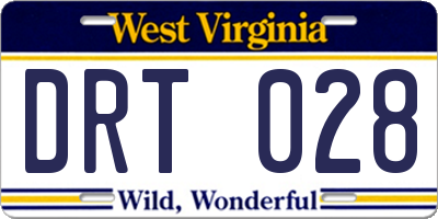 WV license plate DRT028
