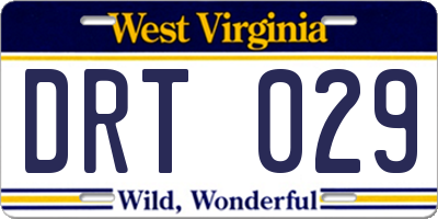 WV license plate DRT029