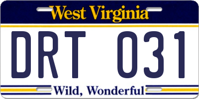 WV license plate DRT031