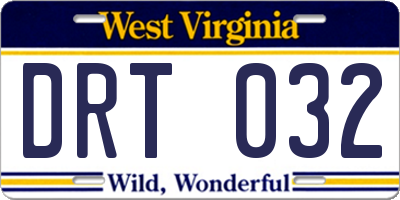 WV license plate DRT032
