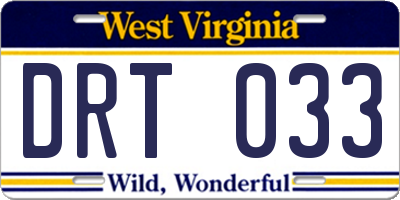 WV license plate DRT033