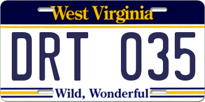 WV license plate DRT035
