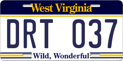 WV license plate DRT037