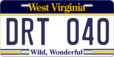 WV license plate DRT040
