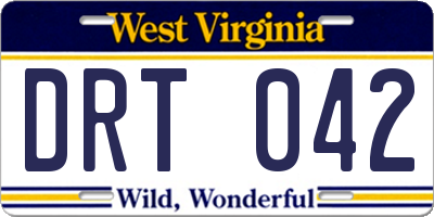WV license plate DRT042