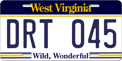 WV license plate DRT045