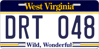 WV license plate DRT048