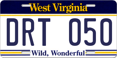 WV license plate DRT050