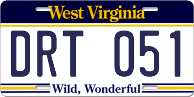 WV license plate DRT051