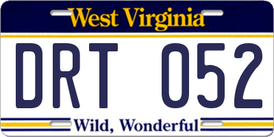 WV license plate DRT052