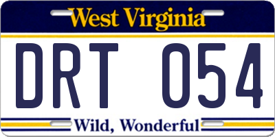 WV license plate DRT054