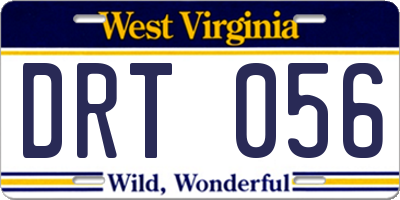 WV license plate DRT056