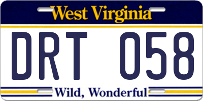 WV license plate DRT058