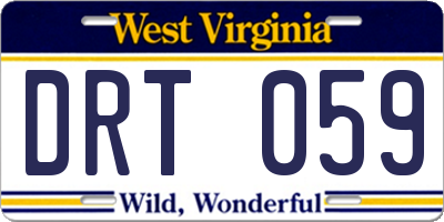 WV license plate DRT059
