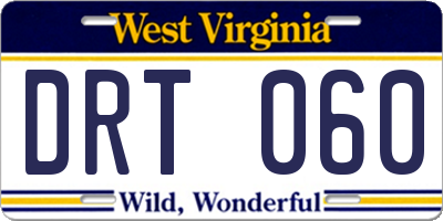 WV license plate DRT060