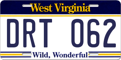 WV license plate DRT062