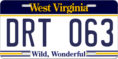 WV license plate DRT063