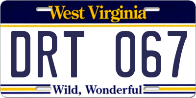 WV license plate DRT067