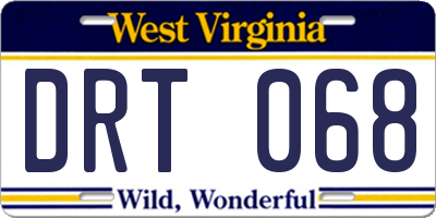 WV license plate DRT068