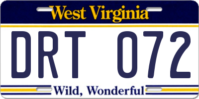 WV license plate DRT072