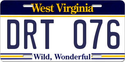 WV license plate DRT076