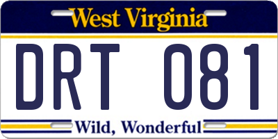 WV license plate DRT081