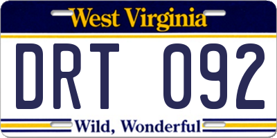 WV license plate DRT092