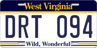 WV license plate DRT094