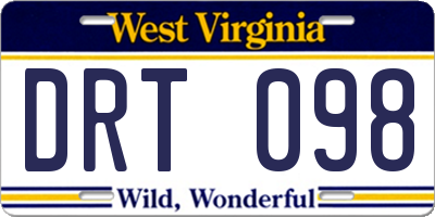 WV license plate DRT098
