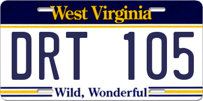 WV license plate DRT105