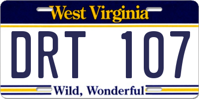 WV license plate DRT107