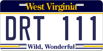 WV license plate DRT111