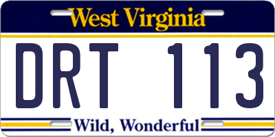 WV license plate DRT113