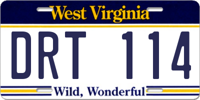 WV license plate DRT114