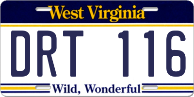 WV license plate DRT116