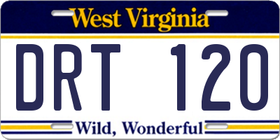 WV license plate DRT120