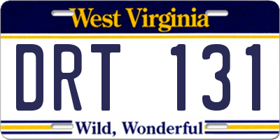 WV license plate DRT131