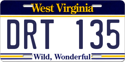 WV license plate DRT135