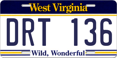 WV license plate DRT136