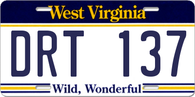 WV license plate DRT137