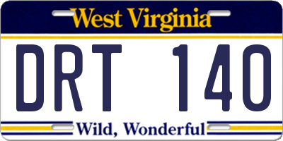 WV license plate DRT140