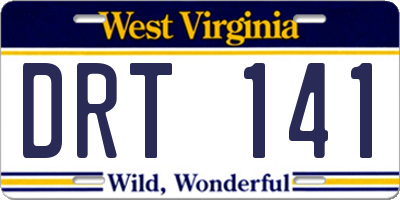 WV license plate DRT141