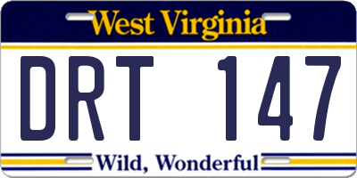 WV license plate DRT147