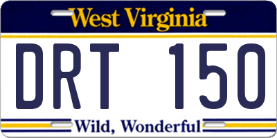 WV license plate DRT150