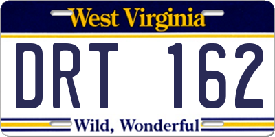 WV license plate DRT162