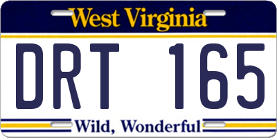 WV license plate DRT165