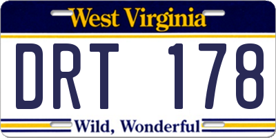 WV license plate DRT178